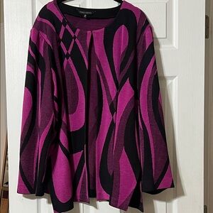 MING WANG GORGEUS Fuchsia and Black Patterned Cardigan/Jacket
